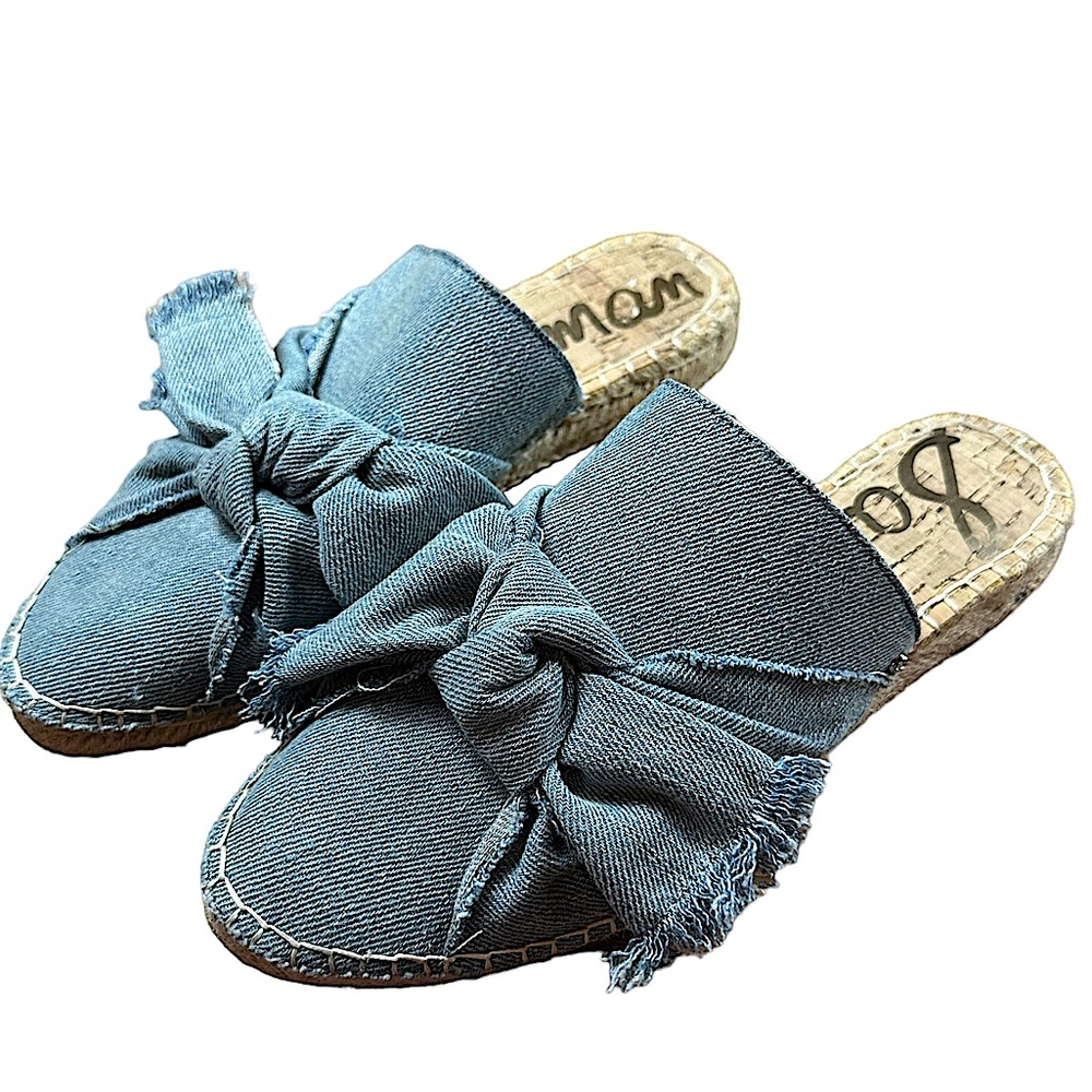 SAM EDELMAN: Denim Lynda Espadrille Mules -Size 7